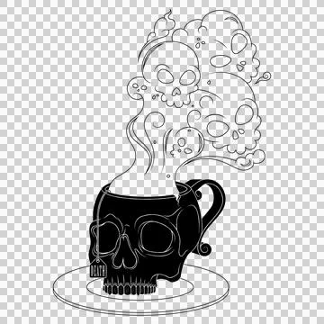 Skull Shaped Tea Cup With Toxic Death Smoke Stock Illustration