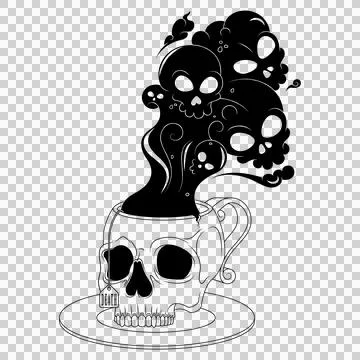Skull Shaped Tea Cup With Toxic Death Smoke Stock Illustration