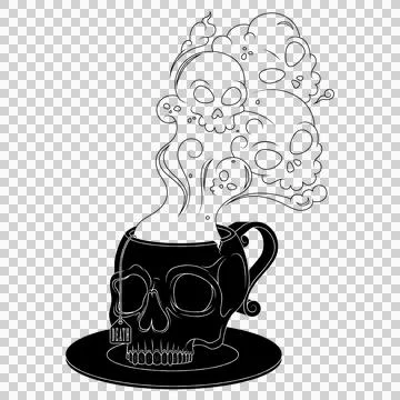 Skull Shaped Tea Cup With Toxic Death Smoke Stock Illustration