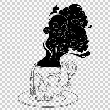 Skull Shaped Tea Cup With Toxic Death Smoke Stock Illustration