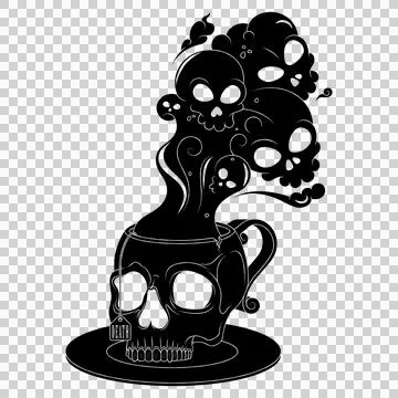 Skull Shaped Tea Cup With Toxic Death Smoke Stock Illustration