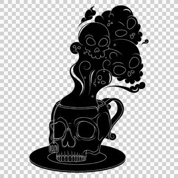Skull Shaped Tea Cup With Toxic Death Smoke Stock Illustration