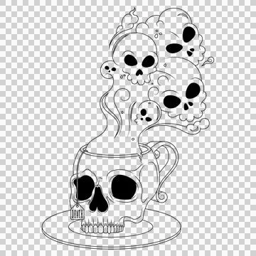 Skull Shaped Tea Cup With Toxic Death Smoke Stock Illustration
