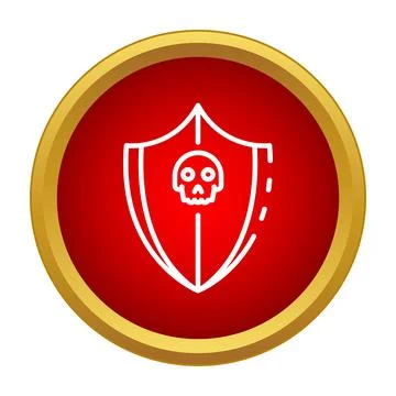 Skull shield icon representing cyber security threat Stockillustratie