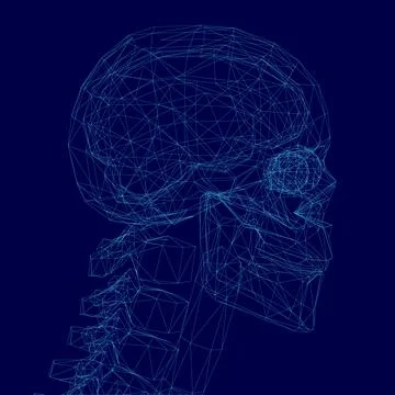 Skull is shown in a blue background. The skull is made up of many small Stock Illustration