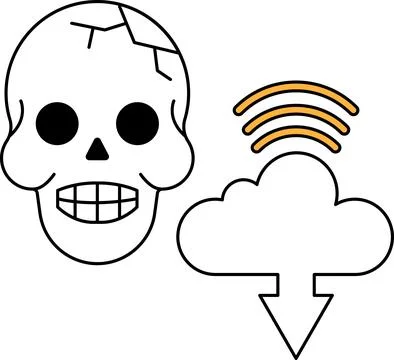 A skull is shown with a cloud in the background Stockillustratie