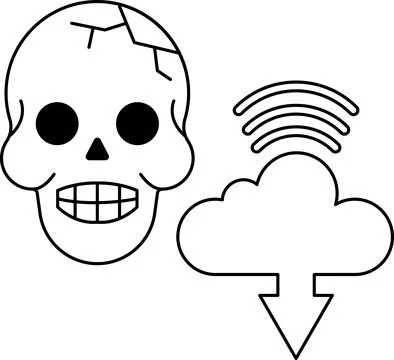 A skull is shown with a cloud in the background Illustrazione stock