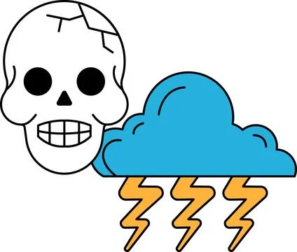 A skull is shown with a cloud in the background Stock Illustration