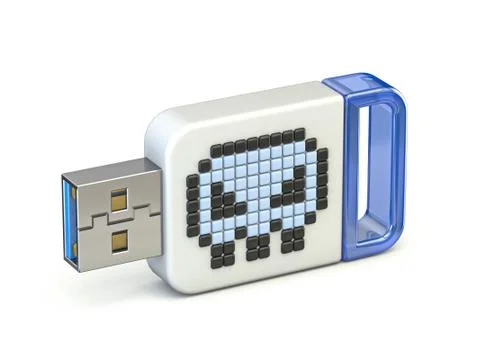 Skull sign on USB memory stick 3D Stockillustratie