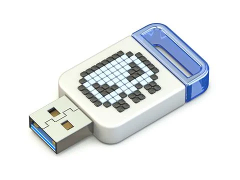 Skull sign on USB memory stick 3D Illustrazione stock