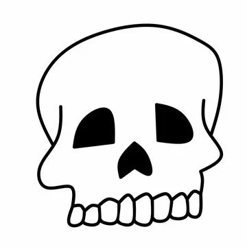 Skull skeleton icon, with editable stroke, skeleton head pictogram. On a white b Stock Illustration