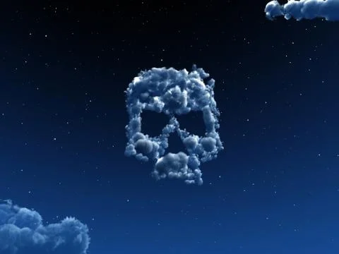 Skull in the sky made from clouds - 3d illustration イラスト素材