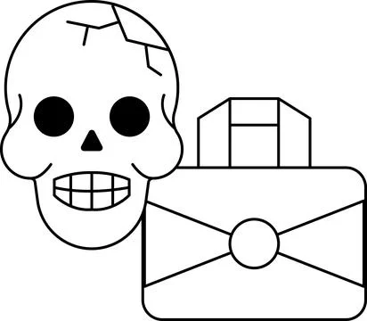 A skull is smiling and holding a briefcase Stock Illustration