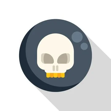Skull smiling on dark moon background with long shadow Stock Illustration
