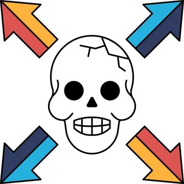 The skull is smiling, which gives the image a lighthearted and playful mood Stock Illustration