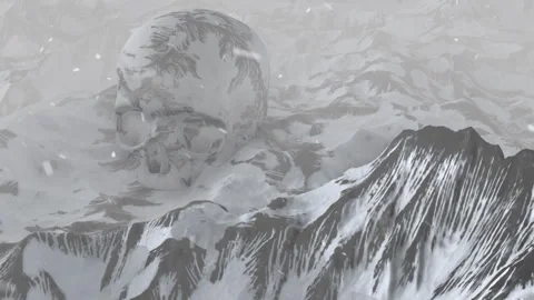 Skull On A Snowy Mountain Stock Footage 283904969