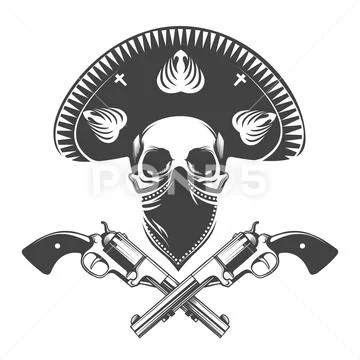 skull and two gun tattoo. skull logo. vector illustration Stock Vector |  Adobe Stock