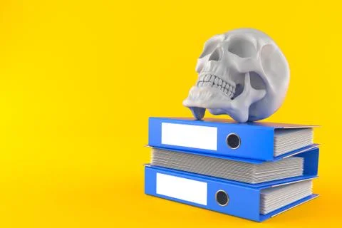 Skull with stack of ring binders Stock Illustration