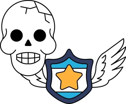 A skull with a star and a shield on it Illustrazione stock