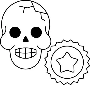 A skull with a star and a sticker on it Stock Illustration