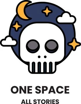A skull with stars and clouds in the background Stock Illustration