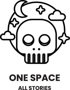 A skull with stars and clouds in the background Stock Illustration