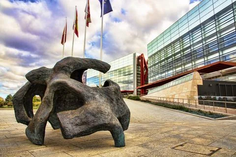 Skull statue of the museum of human evolution MEH in Burgos (Spain) Stock Photos