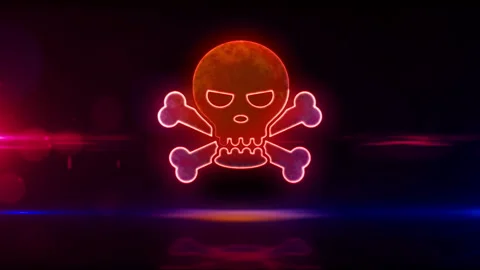 Skull symbol abstract loopable animation Stock Footage 143960038