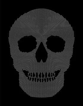 Skull symbol radial dot pattern Stock Illustration