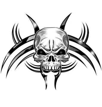 Skull tattoo design isolate on white Stockillustratie