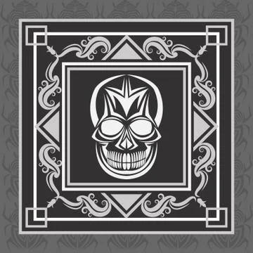 Skull tattoo face design Stock Illustration