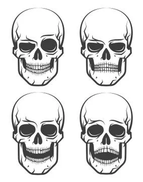 Skull tattoo set of emotion Illustrazione stock