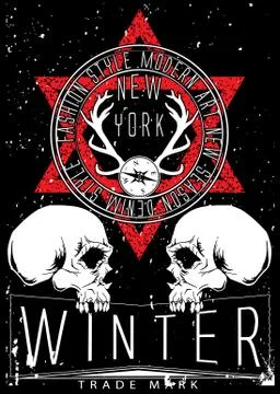 Skull tee graphic design Stock Illustration