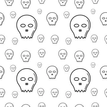 Skull texture vector illustration. Seamless pattern design template. Black .. Stock Illustration