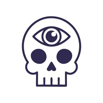 Skull third eye. Mystical skull with a third eye in the center of the forehea Stock Illustration