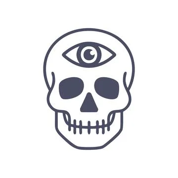 Skull third eye. Skull with third eye, symbolic of enlightenment, knowledge.. Stock Illustration