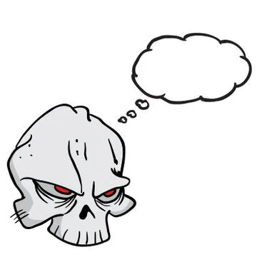 Skull with thought bubble Stock Illustration