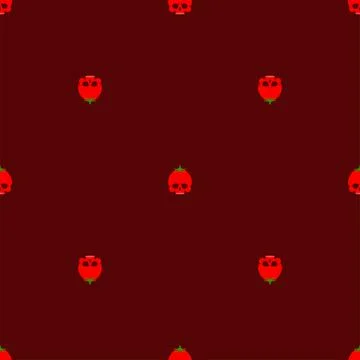 Skull tomato pattern seamless. Deadly scary vegetable vector background Illustrazione stock