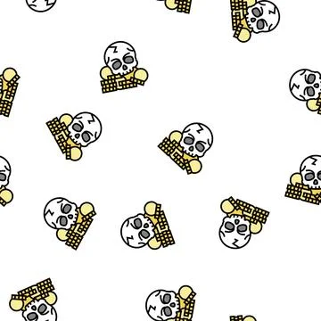 Skull treasure vector seamless pattern Stock Illustration