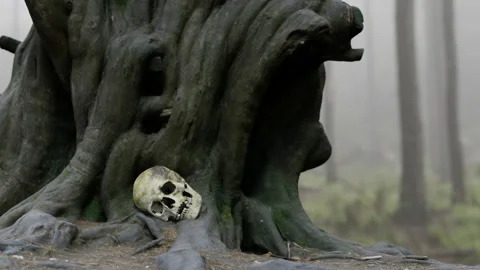 Skull in Tree Stock Footage 171094805