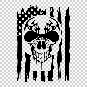Skull Tribal Flag Vertical Design patterns black and white Stock Illustration