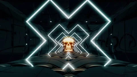 Skull Tunnel Background in a 3D animation Stock Footage 239018911