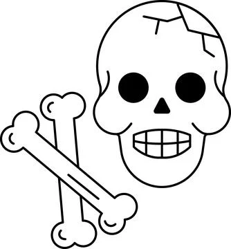 Skull with two bones on either side of it Stock Illustration