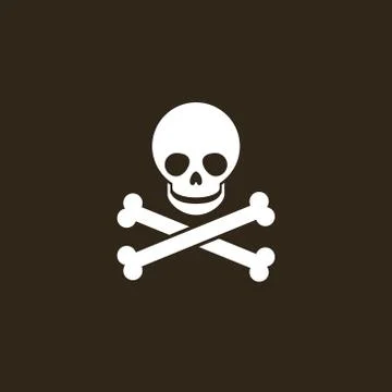 Skull with two crossed bones on a black background Stock Illustration