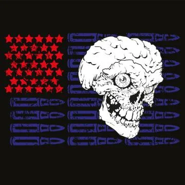 Skull with usa flag Illustrazione stock