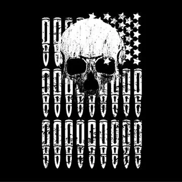 Skull with usa flag Stock Illustration