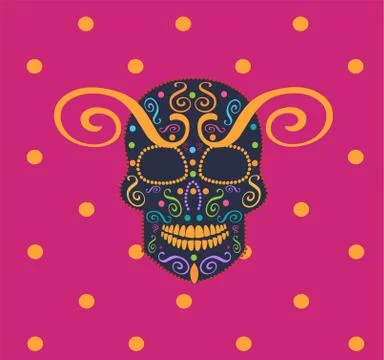 Skull vector Aries, with pink background Stock-Illustration