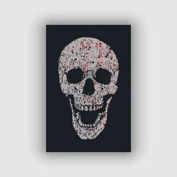 Skull vector with gritty texture and blood stain design Stock Illustration