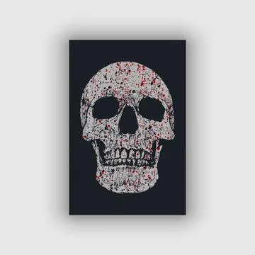 Skull vector with gritty texture and blood stain design Stock Illustration