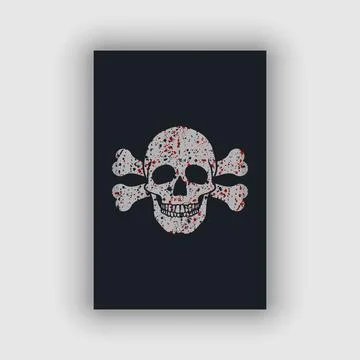 Skull vector with gritty texture and blood stain design Stock Illustration